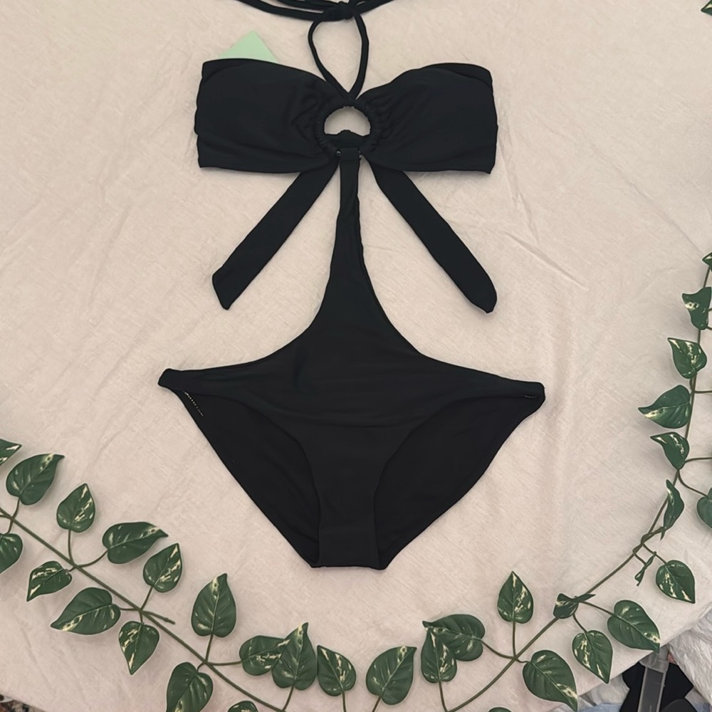 MARINA Black One Piece Swimsuit Elegant Bow Design